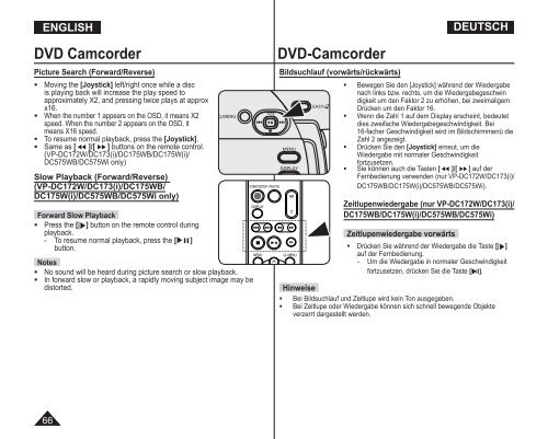 Samsung VP-DC175WB (VP-DC175WB/XEF ) - Manuel de l'utilisateur 21 MB, pdf, Anglais, ALLEMAND