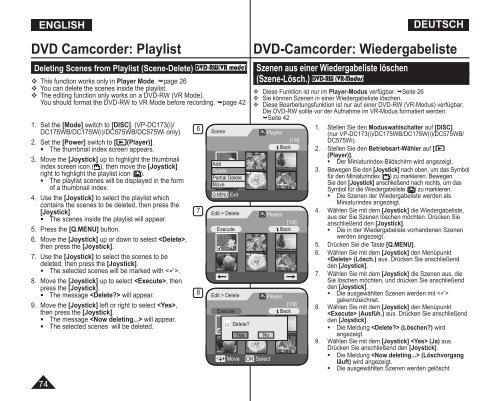 Samsung VP-DC175WB (VP-DC175WB/XEF ) - Manuel de l'utilisateur 21 MB, pdf, Anglais, ALLEMAND