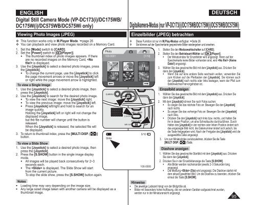 Samsung VP-DC175WB (VP-DC175WB/XEF ) - Manuel de l'utilisateur 21 MB, pdf, Anglais, ALLEMAND