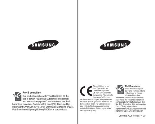 Samsung VP-MX10H (VP-MX10H/XEF ) - Manuel de l'utilisateur 5.52 MB, pdf, Anglais, ALLEMAND