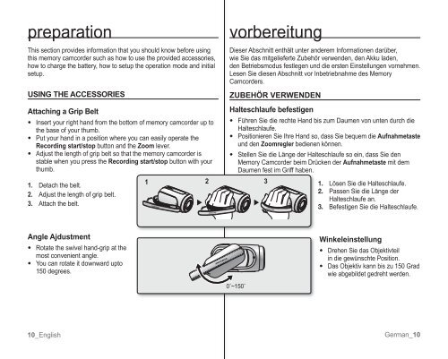 Samsung VP-MX10H (VP-MX10H/XEF ) - Manuel de l'utilisateur 5.52 MB, pdf, Anglais, ALLEMAND