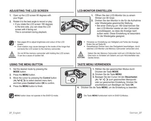 Samsung VP-MX10H (VP-MX10H/XEF ) - Manuel de l'utilisateur 5.52 MB, pdf, Anglais, ALLEMAND