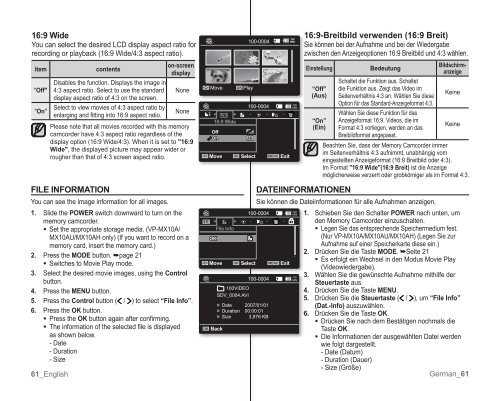 Samsung VP-MX10H (VP-MX10H/XEF ) - Manuel de l'utilisateur 5.52 MB, pdf, Anglais, ALLEMAND