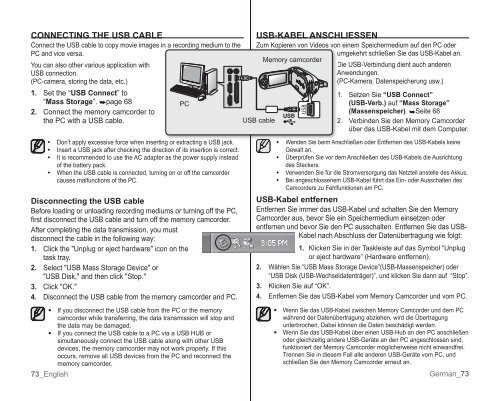 Samsung VP-MX10H (VP-MX10H/XEF ) - Manuel de l'utilisateur 5.52 MB, pdf, Anglais, ALLEMAND