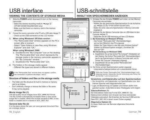 Samsung VP-MX10H (VP-MX10H/XEF ) - Manuel de l'utilisateur 5.52 MB, pdf, Anglais, ALLEMAND