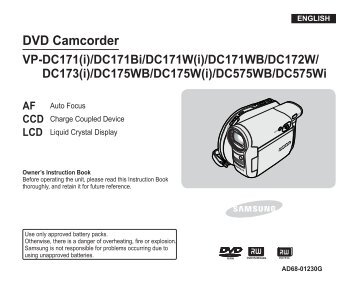 Samsung VP-DC171W (VP-DC171W/KIT ) - Manuel de l'utilisateur 18.45 MB, pdf, Anglais