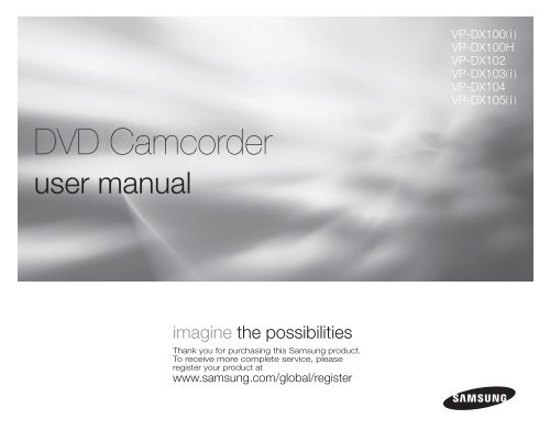 Samsung VP-DX105 (VP-DX105/XEF ) - Manuel de l'utilisateur 20.51 MB, pdf,  Anglais