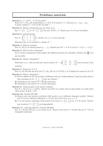 matrices 2 semblables 20 : colle Matrices. MPSI,