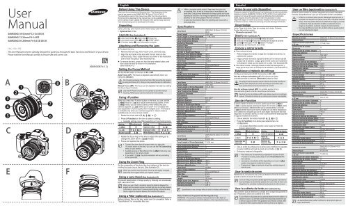 Samsung Objectif NX 50-200 mm III f/4-5,6 OIS Noir (EX-T50200CSB ) - Manuel de l'utilisateur 0.01MB, pdf, Anglais, Fran&ccedil;ais