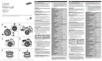 Samsung Objectif Pancake Ultra Grand Angle 16mm (W16ANW) (EX-W16ANW ) - Manuel de l'utilisateur 0.01MB, pdf, Anglais, FranÃ§ais