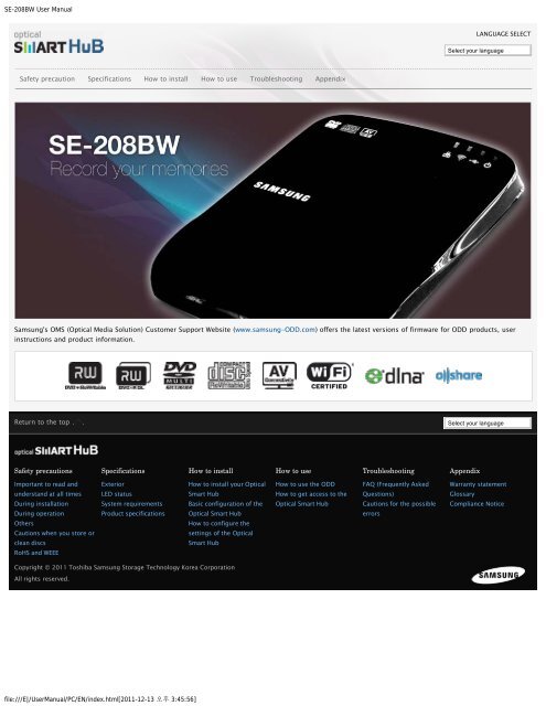 Samsung Graveur Wi-Fi SE-208BW (SE-208BW/EUBS ) - Manuel de l'utilisateur 1.4 MB, pdf, Anglais