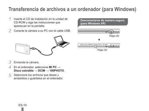 Samsung PL200 (EC-PL200ZBPRE1 ) - Guide rapide 2.45 MB, pdf, Anglais, Espagnol