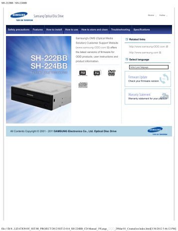 Samsung Graveur DVD SH-224BB (SH-224BB/BEWE ) - Manuel de l'utilisateur 0.01MB, pdf, Anglais