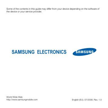 Samsung GT-B7610 (GT-B7610OKASFR ) - Manuel de l'utilisateur 2.25 MB, pdf, ANGLAIS (EUROPE)