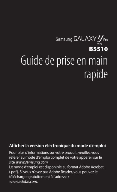 Samsung GT-B5510 (GT-B5510CAAFTM ) - Guide rapide 1.33 MB, pdf, FRAN&Ccedil;AIS (Orange)