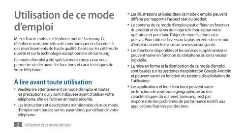 Samsung Samsung Galaxy S noir - Open market (GT-I9000HKAXEF ) - Manuel de l'utilisateur(GINGERBREAD Ver.) 2.87 MB, pdf, FRAN&Ccedil;AIS (Orange)