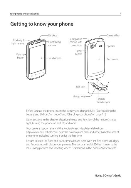 Samsung Galaxy Nexus S 4 pouces, 16 Go - GT-I9023 (GT-I9023FSAXEF ) - Manuel de l'utilisateur(Owner''''''''s Guide) 0.34 MB, pdf, ANGLAIS (EUROPE)