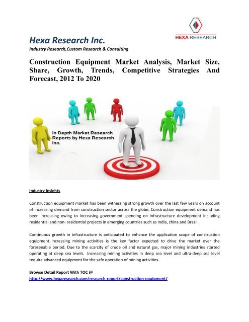 Construction Equipment Market Analysis, Market Size, Share, Growth, Trends, Competitive Strategies And Forecast, 2012 To 2020