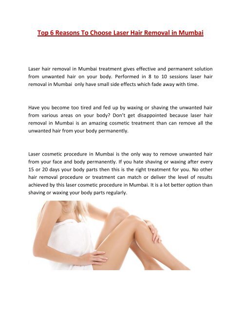 Top 6 Reasons To Choose Laser Hair Removal In Mumbai