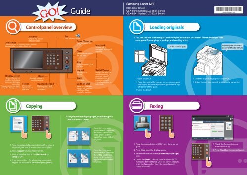 Samsung Copieur A4/A3 SCX-8123NA (SCX-8123NA/SEE ) - Guide rapide 0.01MB, pdf, Anglais