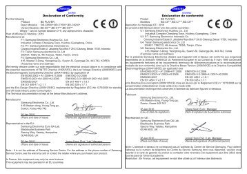 Samsung BD-C7500 (BD-C7500/EDC ) - CE DoC 0.19 MB, pdf, FranÃ§ais, Italien, Portugais (europÃ©en), Espagnol