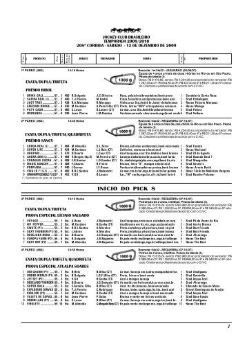 JOCKEY CLUB BRASILEIRO TEMPORADA 2009/2010 ... - Raia Leve