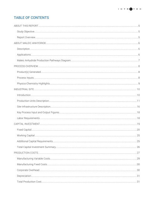 Economics of Maleic Anhydride Production from Butane