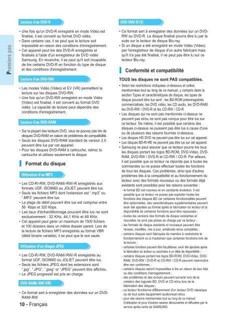 Samsung BD-P1000 (BD-P1000/XEL ) - Manuel de l'utilisateur 5.55 MB, pdf, Fran&ccedil;ais, ALLEMAND, Italien