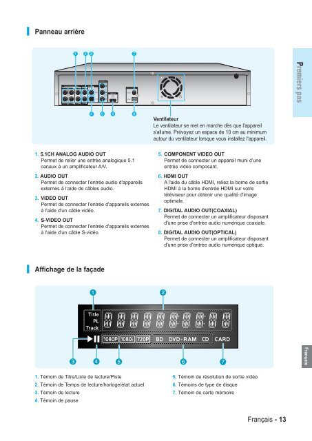 Samsung BD-P1000 (BD-P1000/XEL ) - Manuel de l'utilisateur 5.55 MB, pdf, Fran&ccedil;ais, ALLEMAND, Italien