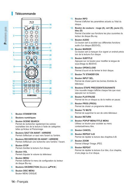 Samsung BD-P1000 (BD-P1000/XEL ) - Manuel de l'utilisateur 5.55 MB, pdf, Fran&ccedil;ais, ALLEMAND, Italien