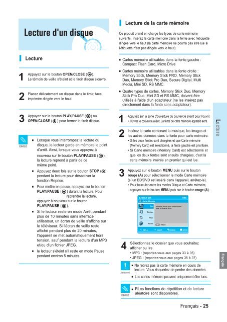 Samsung BD-P1000 (BD-P1000/XEL ) - Manuel de l'utilisateur 5.55 MB, pdf, Fran&ccedil;ais, ALLEMAND, Italien