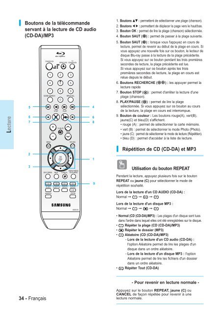 Samsung BD-P1000 (BD-P1000/XEL ) - Manuel de l'utilisateur 5.55 MB, pdf, Fran&ccedil;ais, ALLEMAND, Italien