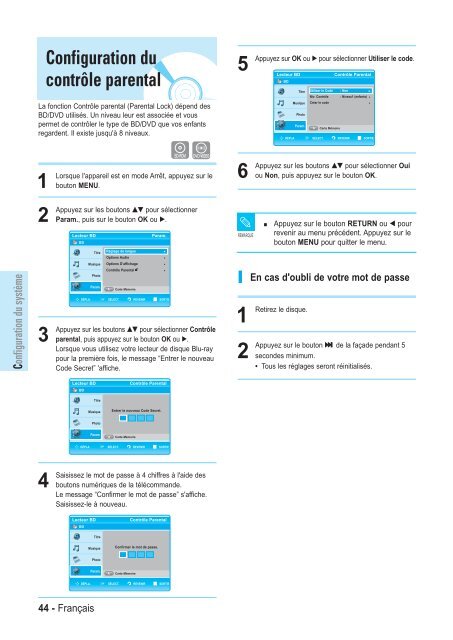 Samsung BD-P1000 (BD-P1000/XEL ) - Manuel de l'utilisateur 5.55 MB, pdf, Fran&ccedil;ais, ALLEMAND, Italien