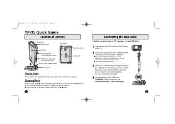 Samsung YP-35H (YP-35H/ELS ) - Guide rapide 0.09 MB, pdf, Anglais