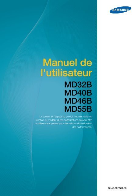 Samsung 32'' Moniteur LED MD32B usage standard (LH32MDBPLGC/EN ) - Manuel de l'utilisateur 12.63 MB, pdf, Fran&ccedil;ais