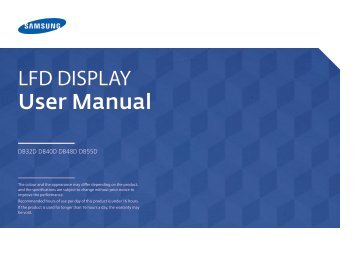 Samsung Moniteur 55'' - 350 cd/mÂ² - Full HD - DB55D (LH55DBDPLGC/EN ) - Manuel de l'utilisateur 3.34 MB, pdf, Anglais