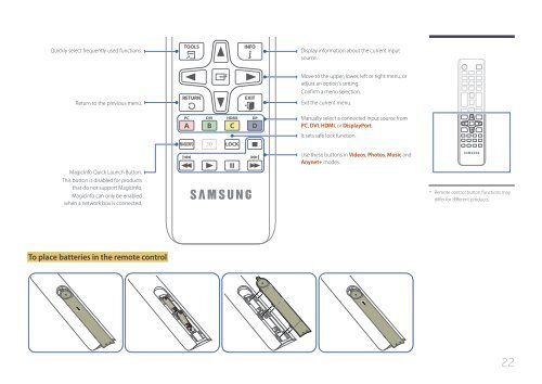 Samsung Mur d'images 46'' - 500cd/m&sup2; - FHD UE46C (LH46UECPLGC/EN ) - Manuel de l'utilisateur 5.65 MB, pdf, Anglais