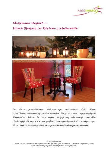 MissImmo Report Home Staging in Berlin Lichtenrade, VOX "Die Immobilienjäger"