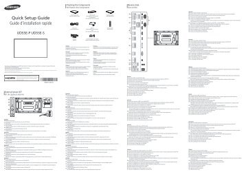 Samsung Mur d'images 46" - 700cd/mÂ² - UD46E-P (LH46UDEPLBB/EN ) - Guide rapide 2.67 MB, pdf, Anglais, FranÃ§ais, ALLEMAND, HONGROIS, Italien, POLONAIS, Portugais, Espagnol, SUÃDOIS, TURQUE