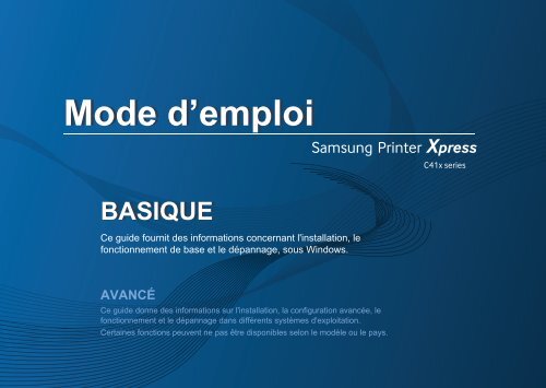 Samsung SL-C410W Imprimante laser couleur (4/ 18 ppm) (SL-C410W/SEE ) -  Manuel de l'utilisateur 26.57 MB, pdf, Fran&amp;ccedil;ais