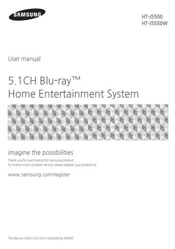 Samsung Samsung Home cinÃ©ma 5.1 Noir HT-J5500 - Samsung (HT-J5500/ZF ) - Manuel de l'utilisateur 2.5 MB, pdf, Anglais