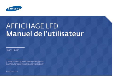 Samsung Mur d'images 46'' UD46C usage intensif (LH46UDCPLBB/EN ) - Manuel de l'utilisateur 10.27 MB, pdf, Fran&ccedil;ais