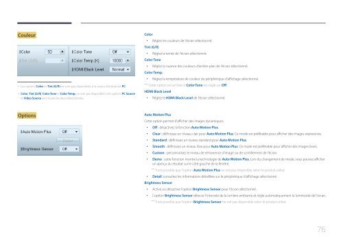 Samsung Moniteur 65'' MD65C Direct LED wifi et widi (LH65MDCPLGC/EN ) - Manuel de l'utilisateur 5.76 MB, pdf, Fran&ccedil;ais