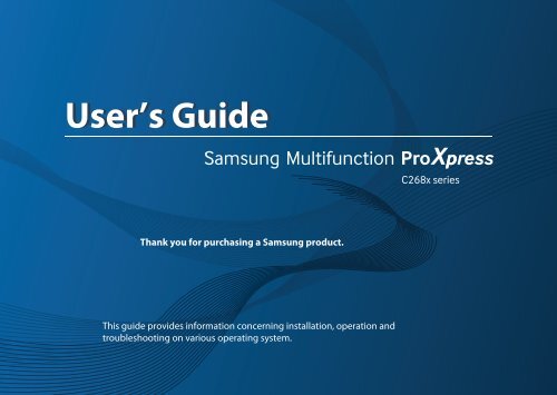 Samsung SL-C2680FX (SL-C2680FX/SEE ) - Manuel de l'utilisateur 50.69 MB, pdf, Anglais