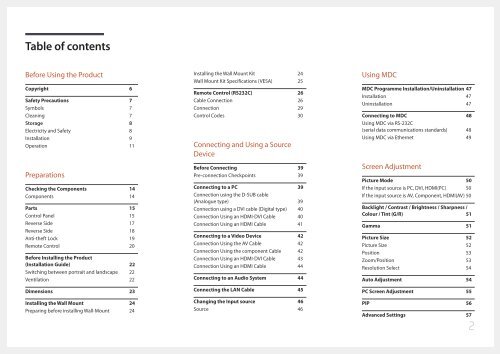 Samsung ED75E (LH75EDEPLGC/EN ) - Manuel de l'utilisateur 1.72 MB, pdf, Anglais