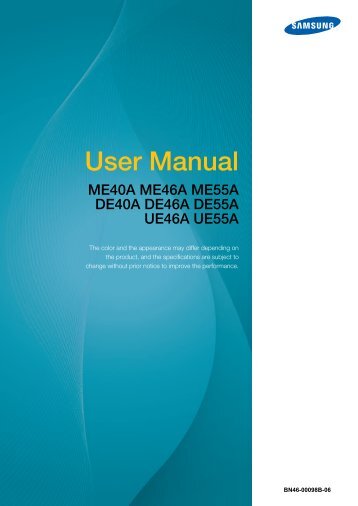 Samsung DE40A (LH40DEAPLBC/EN ) - Manuel de l'utilisateur 10.42 MB, pdf, Anglais