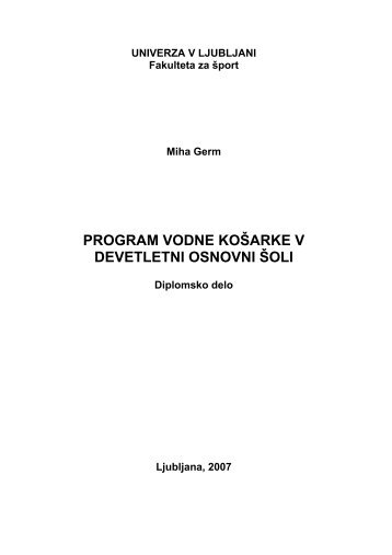 4 značilnosti in pravila vodne košarke - Fakulteta za šport - Univerza ...