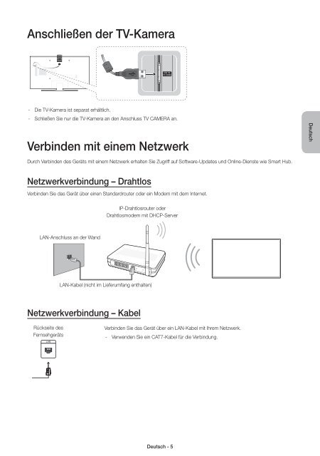 Samsung TV LED 48'', UHD/4K, Smart TV, 900PQI - UE48JU6400 (UE48JU6400KXZF ) - Guide rapide 11.97 MB, pdf, Anglais, N&Eacute;ERLANDAIS, Fran&ccedil;ais, ALLEMAND