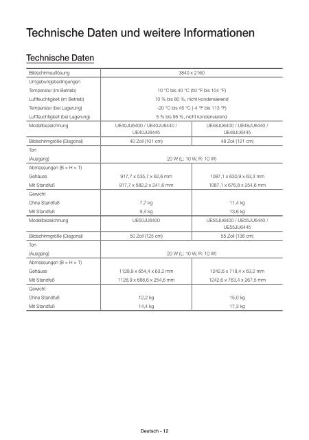 Samsung TV LED 48'', UHD/4K, Smart TV, 900PQI - UE48JU6400 (UE48JU6400KXZF ) - Guide rapide 11.97 MB, pdf, Anglais, N&Eacute;ERLANDAIS, Fran&ccedil;ais, ALLEMAND