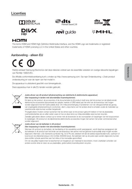 Samsung TV LED 48'', UHD/4K, Smart TV, 900PQI - UE48JU6400 (UE48JU6400KXZF ) - Guide rapide 11.97 MB, pdf, Anglais, N&Eacute;ERLANDAIS, Fran&ccedil;ais, ALLEMAND